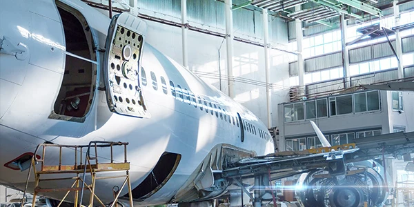 An airplane parked on the ground