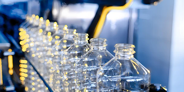 Some bottles placed on a machine