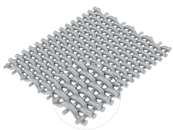 A piece of reverse dutch weave mesh placed on a flat surface