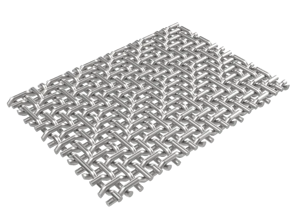 A piece of herringbone weave mesh