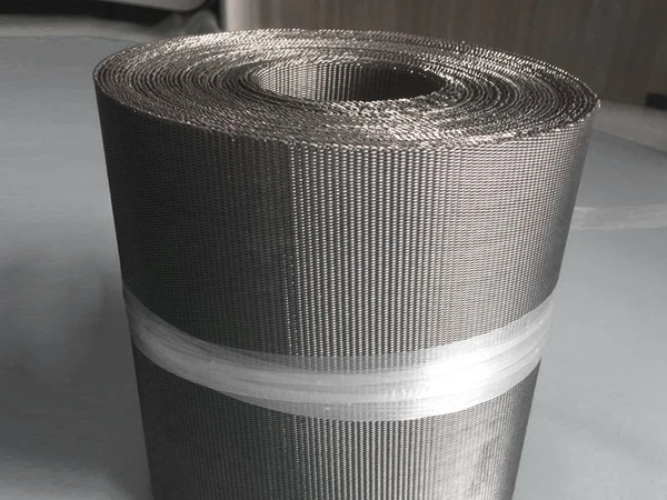 A roll of stainless steel reverse dutch weave mesh