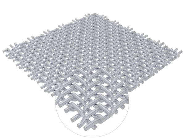 A piece of twill weave mesh placed on a flat surface