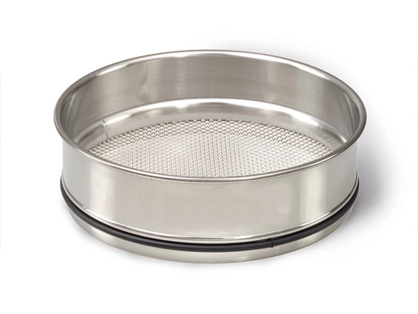 A stainless steel test sieve