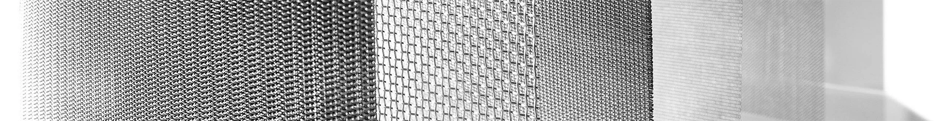 Different types of woven mesh products are placed together.